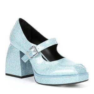 NEW GB Gianni Bini 2-Night Glitter Mary Jane Platform Pumps in Blue